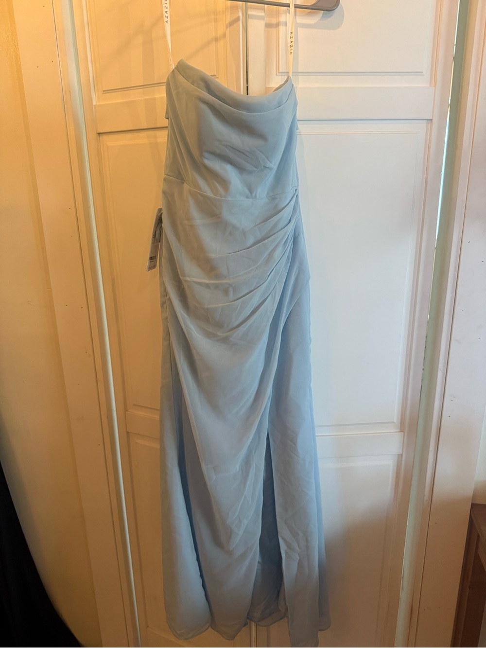 Azazie sky blue Strapless Draped Evening Dress, bridesmaid dress